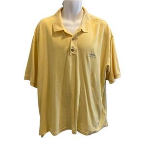 Columbia Mens Size XXL Cotton Yellow Polo Golf Shirt Fish Embroidered Logo